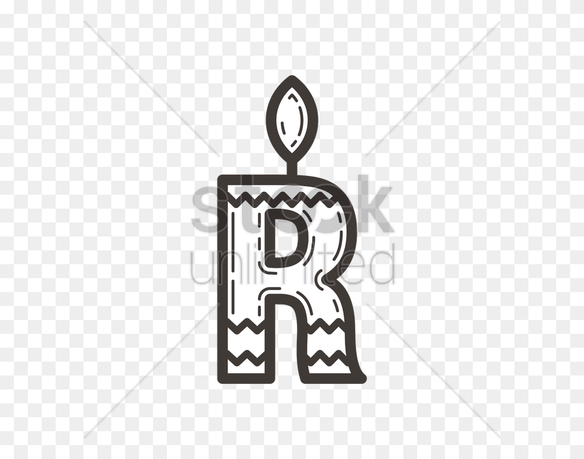 600x600 Letter R In Candle Design Vector Image - Letter R Clipart Black And White