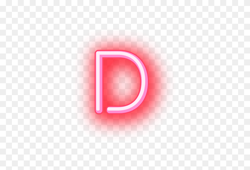 512x512 Letterhead Red Neon Font D - Transparent PNG