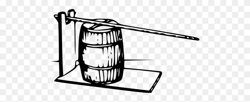 500x283 Lever Barrel Press Vector Drawing - Wine Barrel Clipart