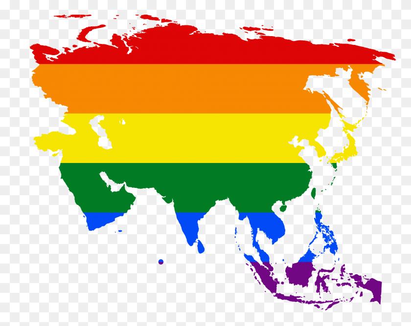 2000x1560 Lgbt Flag Map Of Asia - Asia Map Clipart