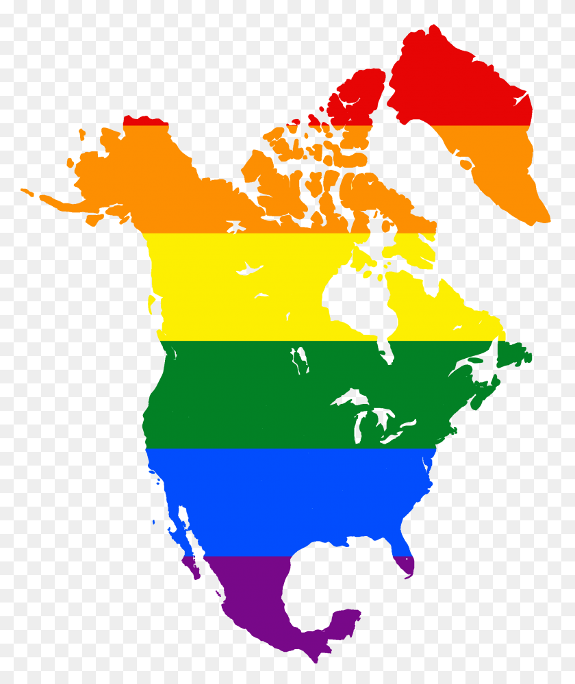 2000x2408 Lgbt Flag Map Of North America - North America PNG