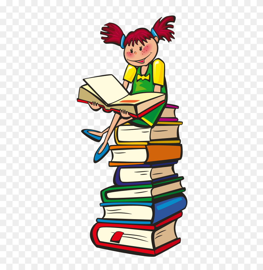 566x800 Library Girl Read Clipart - Reading Is Fun Clipart