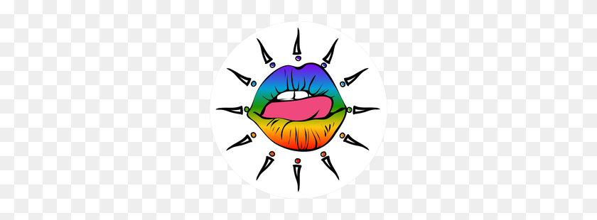 250x250 Licking Rainbow Lips Sticker - Licking Lips Clipart
