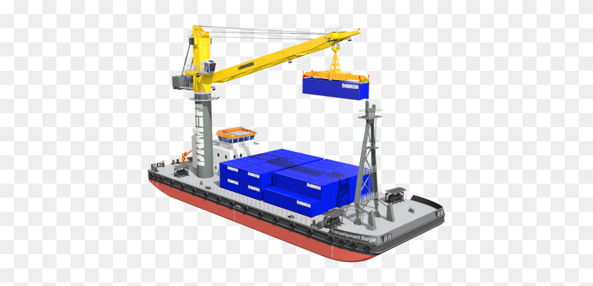 1300x575 Liebherr Group Barge Crane Damen Group Transshipment - Crane PNG