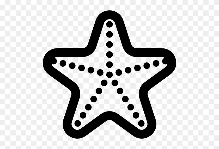 512x512 Life, Sea Life, Animals, Starfish, Sea Star, Outline, Fivepointed - Star Outline PNG