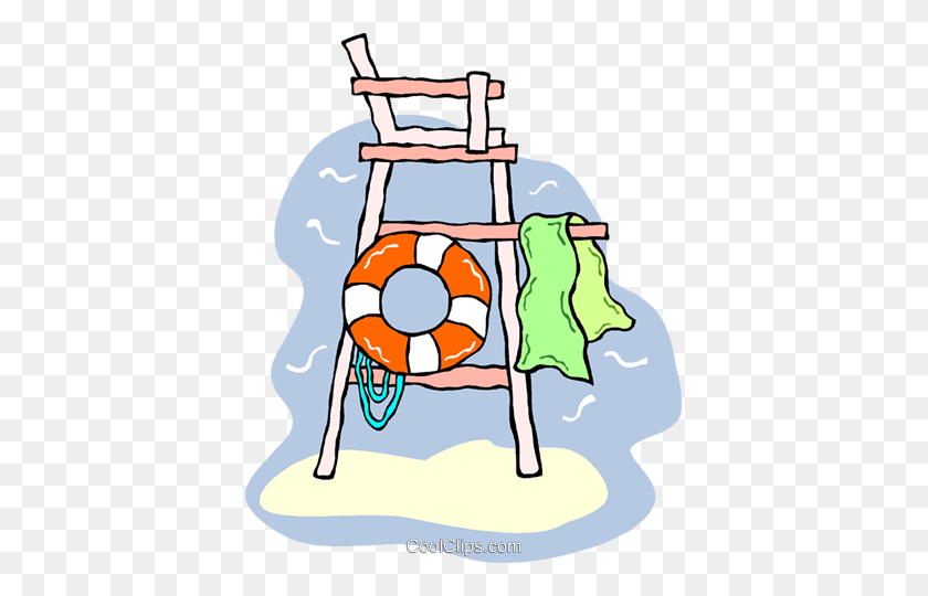 395x480 Lifeguard Tower With Life Preserver Royalty Free Vector Clip Art - Life Preserver Clipart