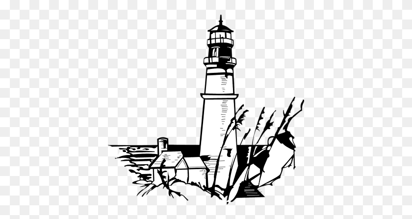 400x388 Lighhouse Clipart Line Drawing - Drawing Pencil Clipart