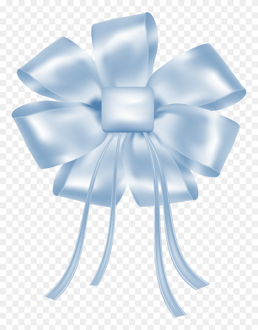 Light Blue Bow Png Clipart - Silver Ribbon PNG