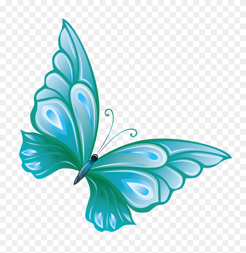 1721x1776 Голубая Бабочка - Клипарт На Животик