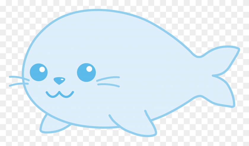 6578x3668 Light Blue Clipart Seal - Oh Baby Clipart