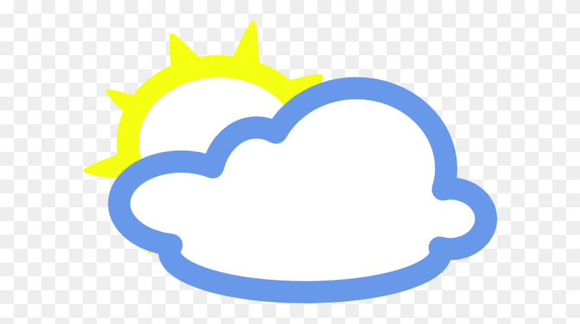 600x409 Light Clouds And Sun Weather Symbol Clip Art Free Vector - Sleet Clipart