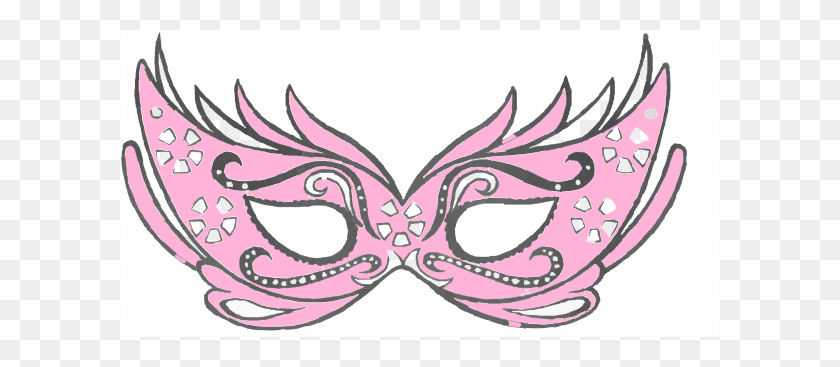 600x307 Light Pink Masquerade Mask Clip Art - Masquerade Clipart