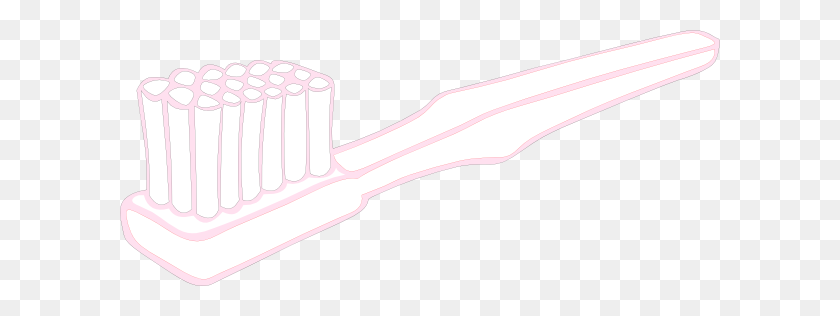 600x256 Light Pink Toothbrush Clip Art - Toothbrush Clipart Black And White