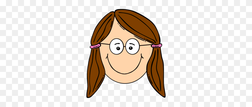 264x297 Light Skin Smiling Lady With Glasses Clip Art Cclip Art - Pigtails Clipart