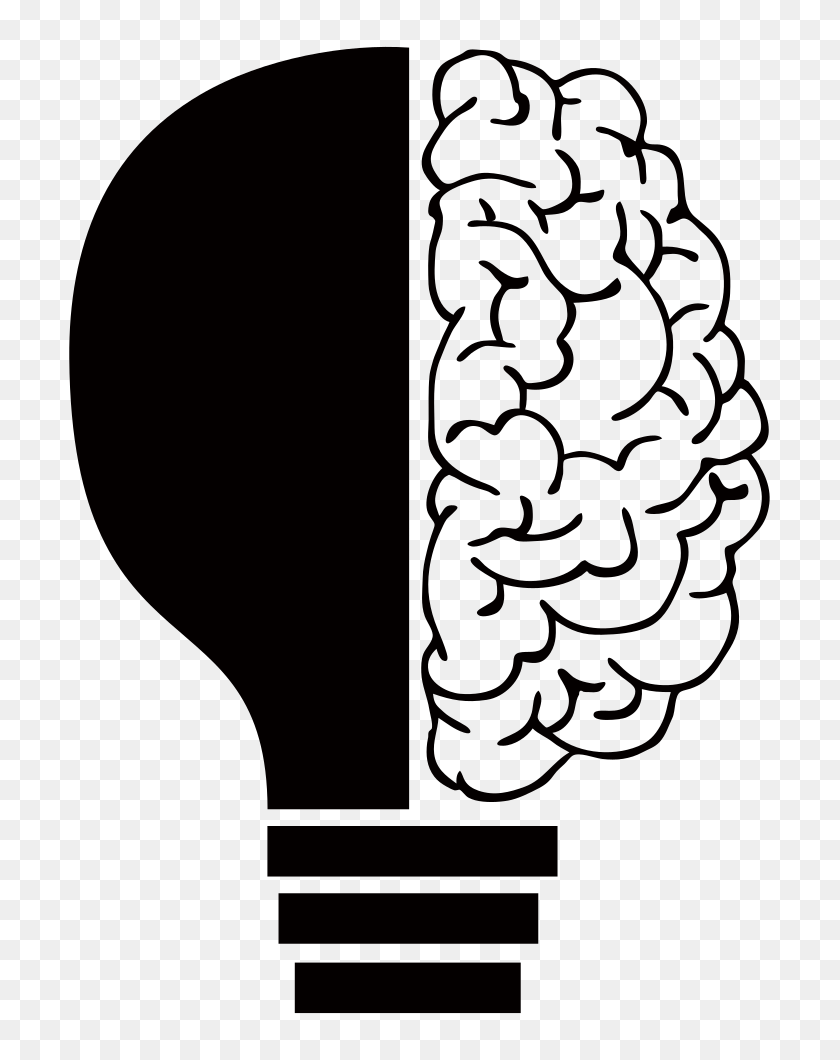 725x1000 Lightbulb Clipart Half Brain, Lightbulb Half Brain Transparent - Brain Clipart