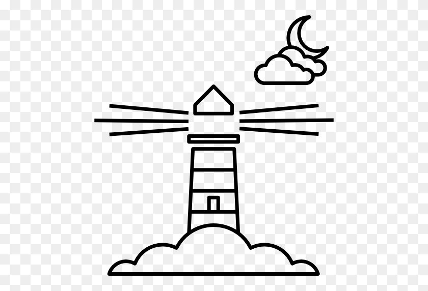 512x512 Lighthouse, Night, Light, Navigation, Buildings Icon - Lighthouse Black And White Clipart