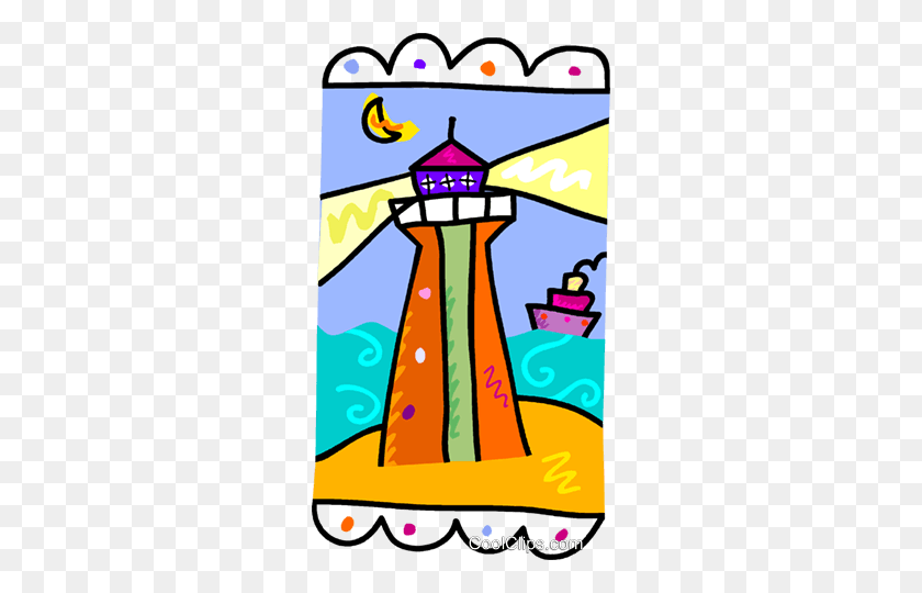 272x480 Lighthouse Royalty Free Vector Clip Art Illustration - Vowels Clipart