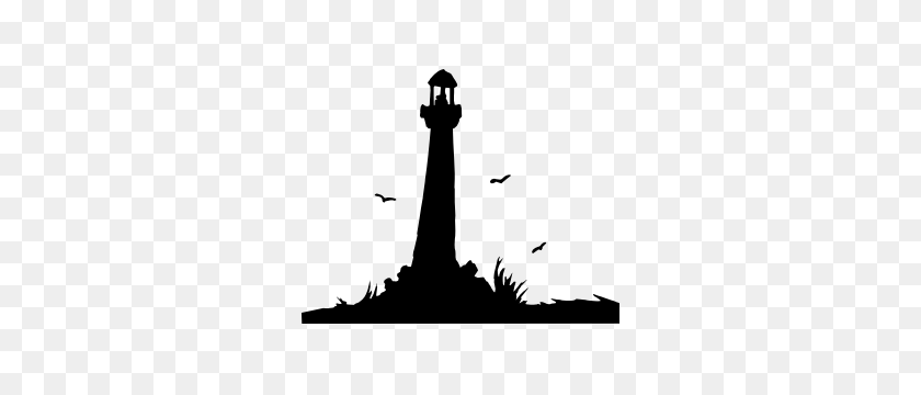 300x300 Lighthouse Silhouette Sticker - Lighthouse Black And White Clipart