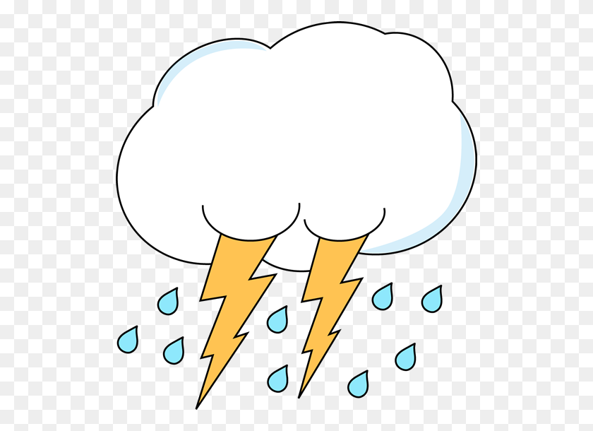 512x550 Lightning Clipart Rain Cloud - Weather Clipart Black And White