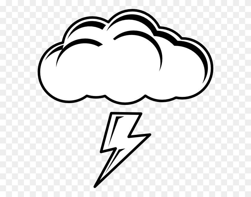 588x599 Lightning Clipart Thundercloud - Nube De Imágenes Prediseñadas En Blanco Y Negro