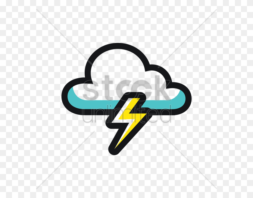 600x600 Lightning With Cloud Icon Vector Image - Lightning Cloud Clipart