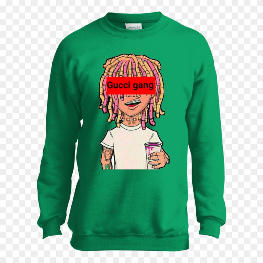 1024x1024 Lil Pump Gucci Gang Youth Sweatshirt Tepi Store - Lil Pump Hair PNG