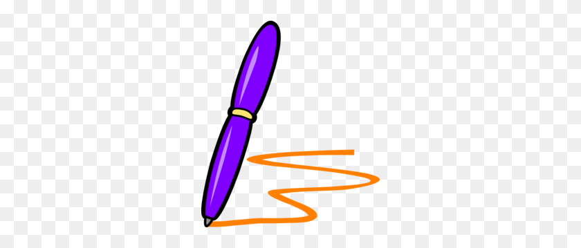 258x299 Lilac Pen Orange Writing Clip Art - Writing Clipart