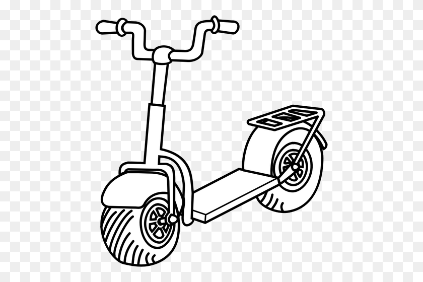 462x500 Line Art Vector Image Of Kick Scooter - Scooter Clipart Black And White