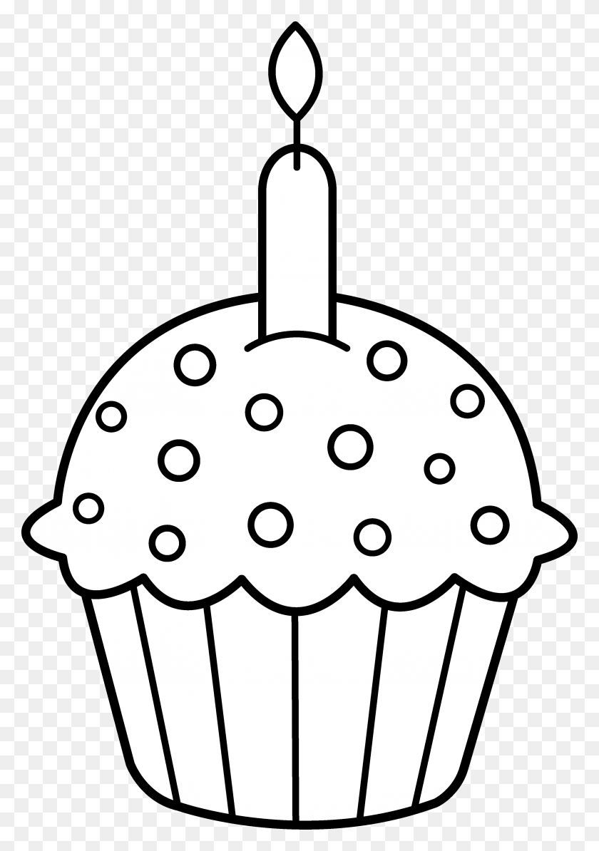 3127x4548 Line Clipart Cupcake - Birthday Candle Clipart