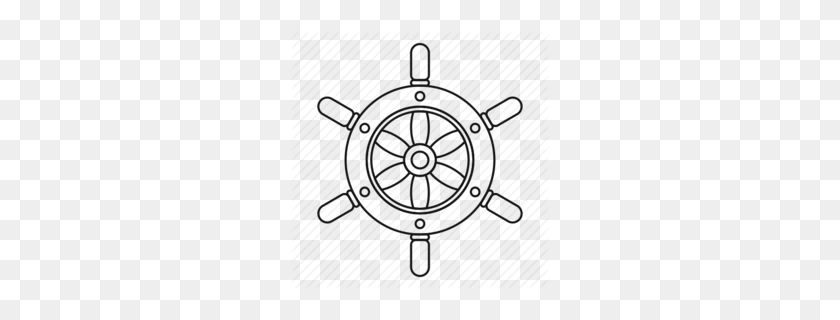 260x260 Line Drawing Ship Steering Wheel Clipart - Steering Wheel Clipart