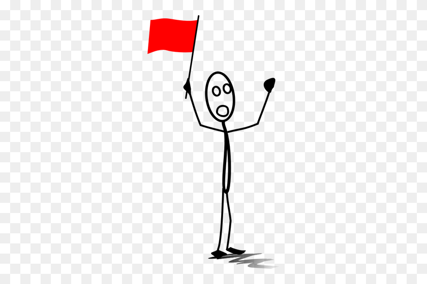 260x500 Line Man With Red Flag Vector Illustration - Lineman Clipart