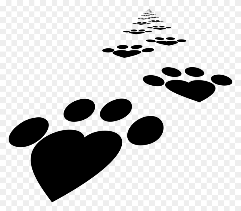 863x750 Line Point Black M Paw - Walking Clipart Black And White