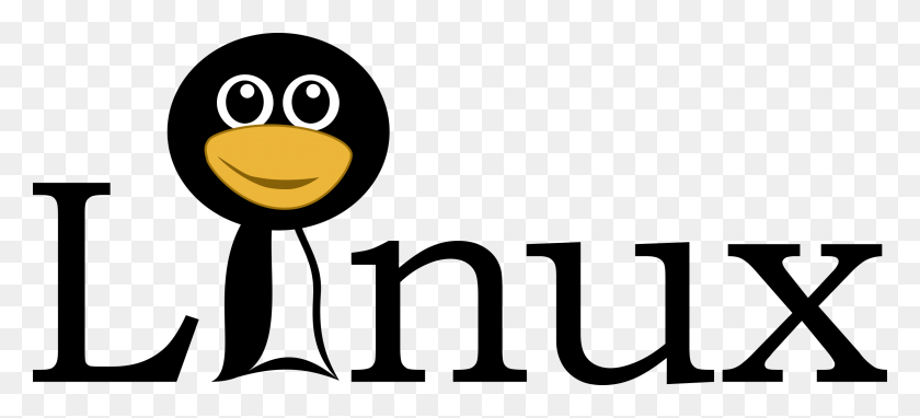 2400x993 Linux Text With Funny Tux Face Icons Png - Linux PNG