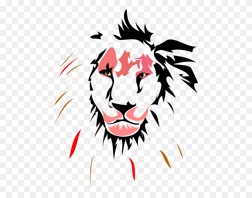 480x600 Картинка Льва - Голова Льва Клипарт Черно-Белый