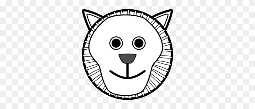 300x300 Lion Face Clip Art - Cat Face Clipart Black And White