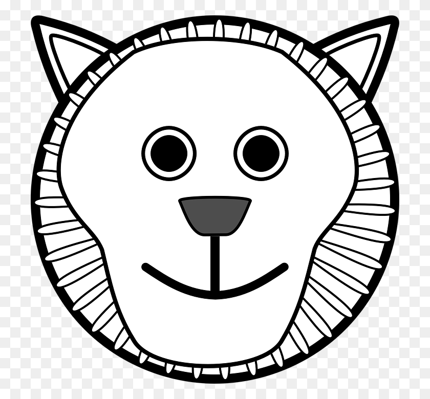 720x720 Lion Head Clipart For Kids Black And White - Cat Head Clipart