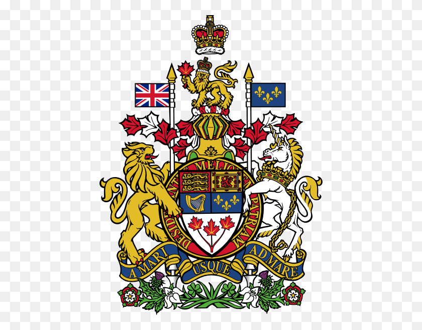 444x596 Lion Unicorn Canada Coat Of Arms Clip Art - Free Heraldry Clipart