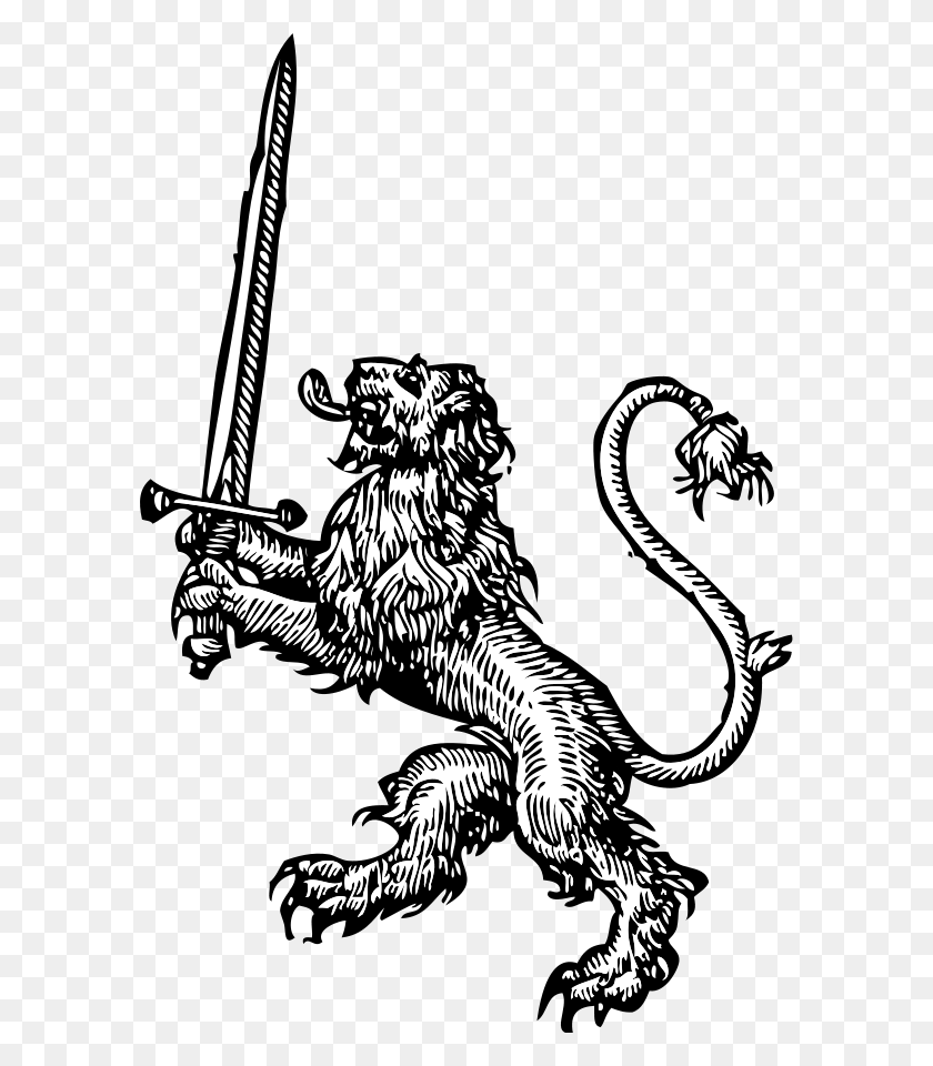 588x900 Lion With Sword Clipart Png For Web - Lion With Crown Clipart