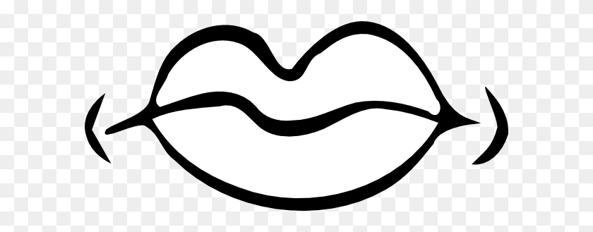 600x269 Lips Black And White Lips Clip Art Black And White Free Clipart - Mouth Clipart Black And White