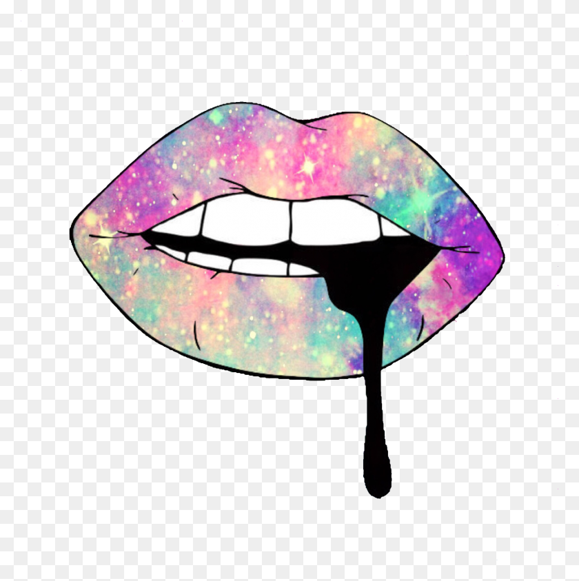 1433x1440 Lips Colorful Neon Ftestickers Tumblr Png Freestickers - Gold Lips PNG