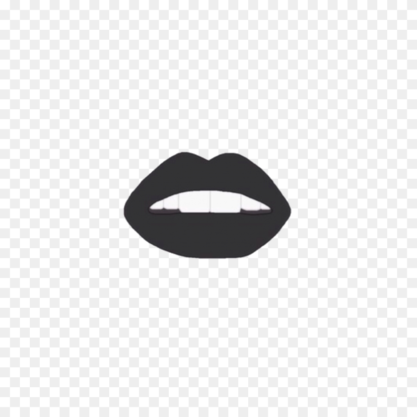 2048x2048 Lips Mouth Teeth Black Blacklips Dark Grunge Aesthetic - Black Lips Clipart