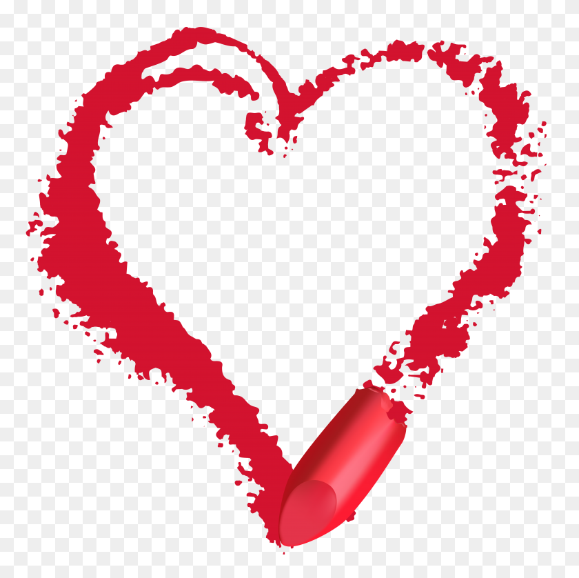 8000x7983 Lipstick Heart Transparent Clip Art - Transparent Heart Clipart