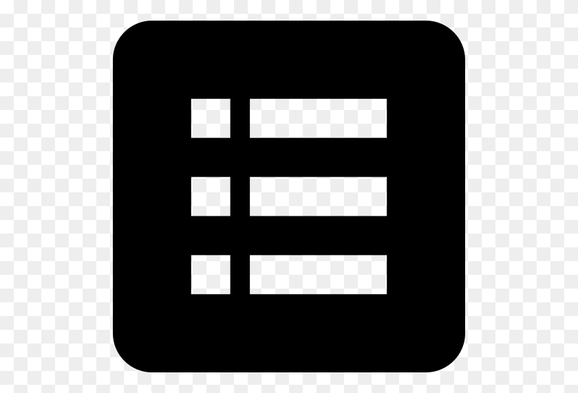 512x512 List Of Three Elements On Black Background - Black Square PNG