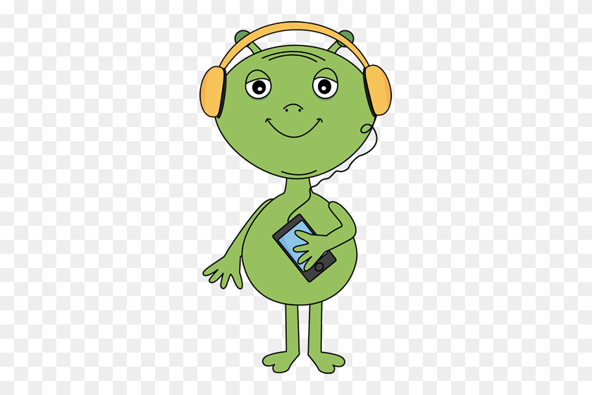 273x500 Listen Music Cliparts - Girl Listening To Music Clipart