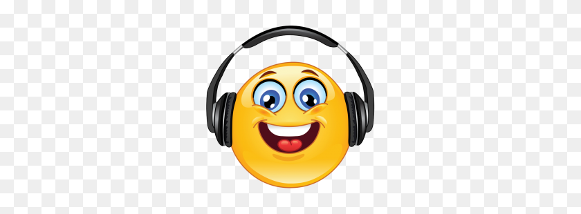 250x250 Escuchar Música De La Etiqueta Engomada De La Diversión Smiley, Emoticon - Música Emoji Png