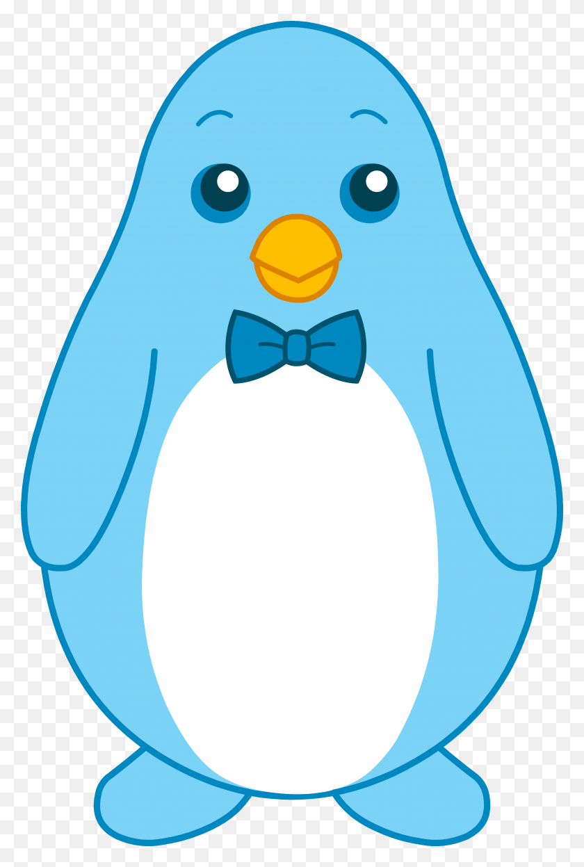 4583x6978 Pingüino Azul Con Pajarita - Cute Bow Clipart