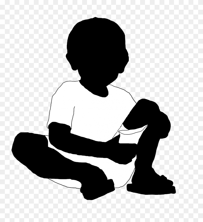 1076x1181 Little Boy Clipart Silhouette - People Sitting Silhouette PNG