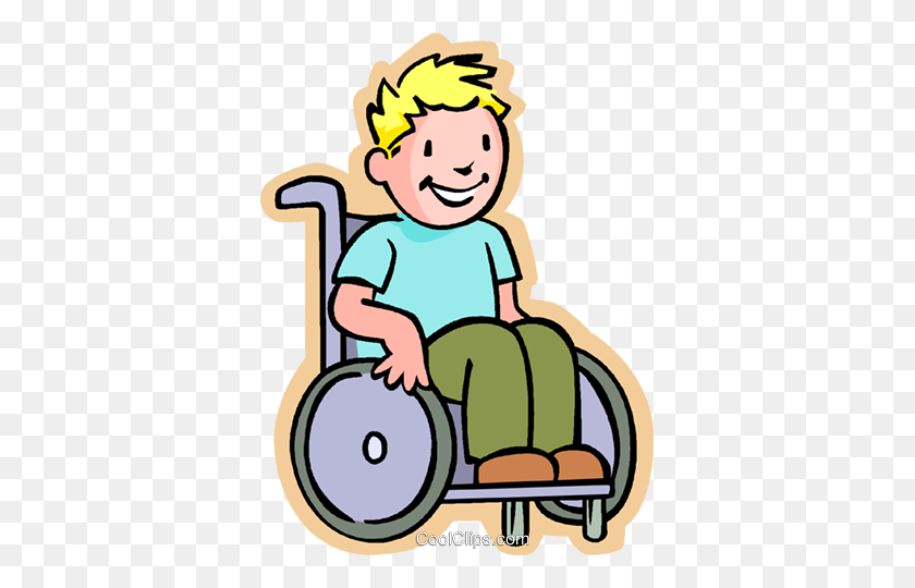 361x480 Маленький Мальчик В Инвалидной Коляске Клипарт В Векторе - Инвалидная Коляска Клипарт