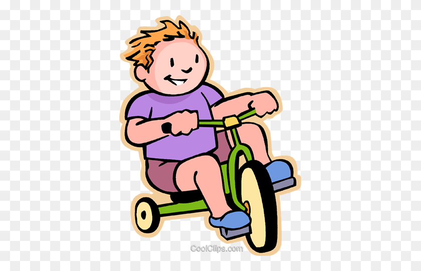 363x480 Маленький Мальчик Едет На Трехколесном Велосипеде В Векторном Формате - Трехколесный Велосипед Png