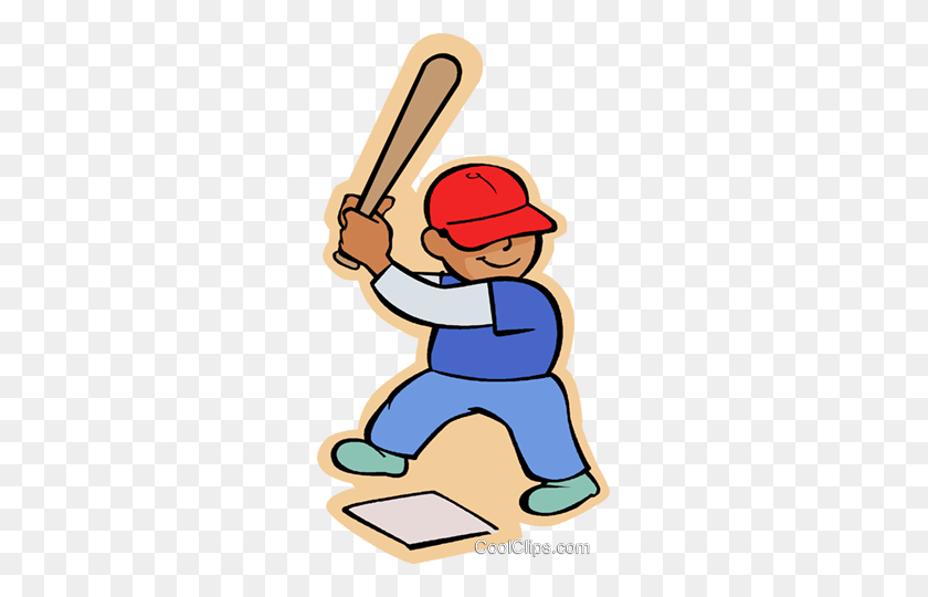 265x480 Little Boy With Baseball Bat Royalty Free Vector Clip Art - Free Baseball Bat Clipart